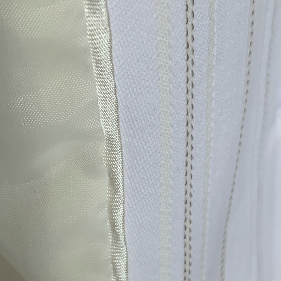 White Jacket Taupe Pinstripe Lightweight Blazer Lined Casual Business Size 11 12 - Picture 2 of 14